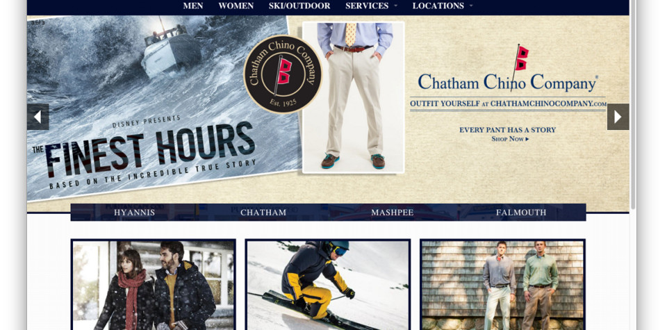 Web Design Home page - Puritan Clothing 